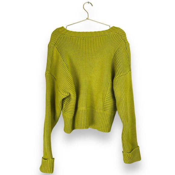 Forever 21 Green Ribbed Heavy Knit Sweater Size:‎ M Cozy Stylish Crop  500 - Picture 6 of 8